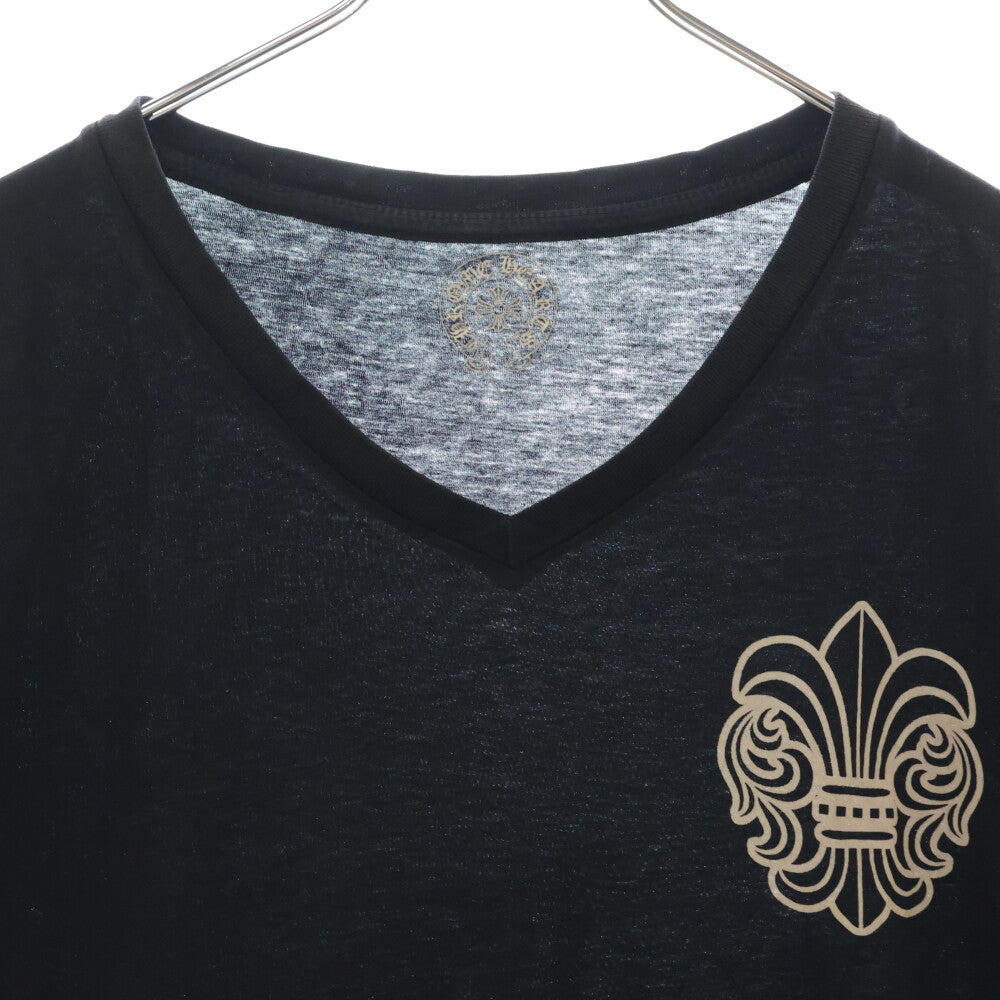 CHROME HEARTS(クロムハーツ) BSフレア プリント Vネック 半袖Tシャツ カットソー ブラック