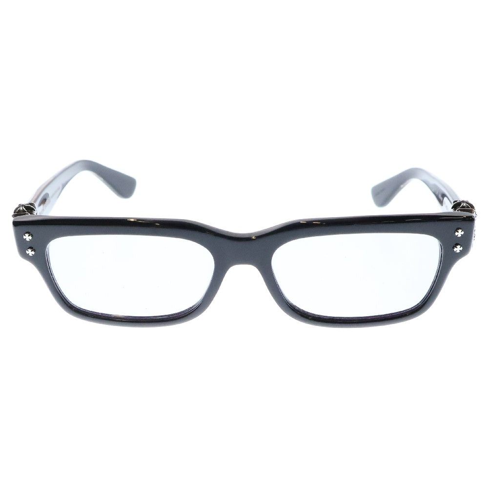 CHROME HEARTS(クロムハーツ) HEY JACK U LATE-A セメタリークロス装飾テンプル ウェリントンサングラス アイウェア 眼鏡 ブラック/シルバー