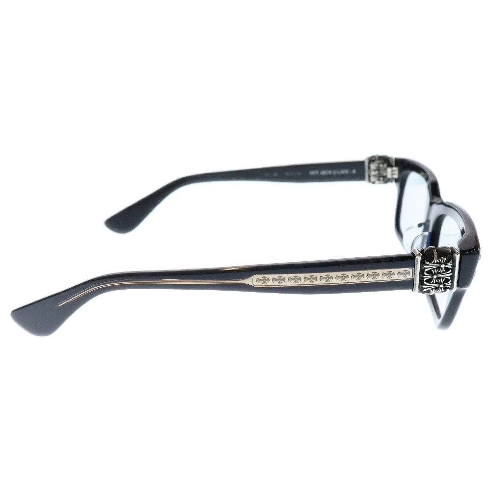 CHROME HEARTS(クロムハーツ) HEY JACK U LATE-A セメタリークロス装飾テンプル ウェリントンサングラス アイウェア 眼鏡 ブラック/シルバー