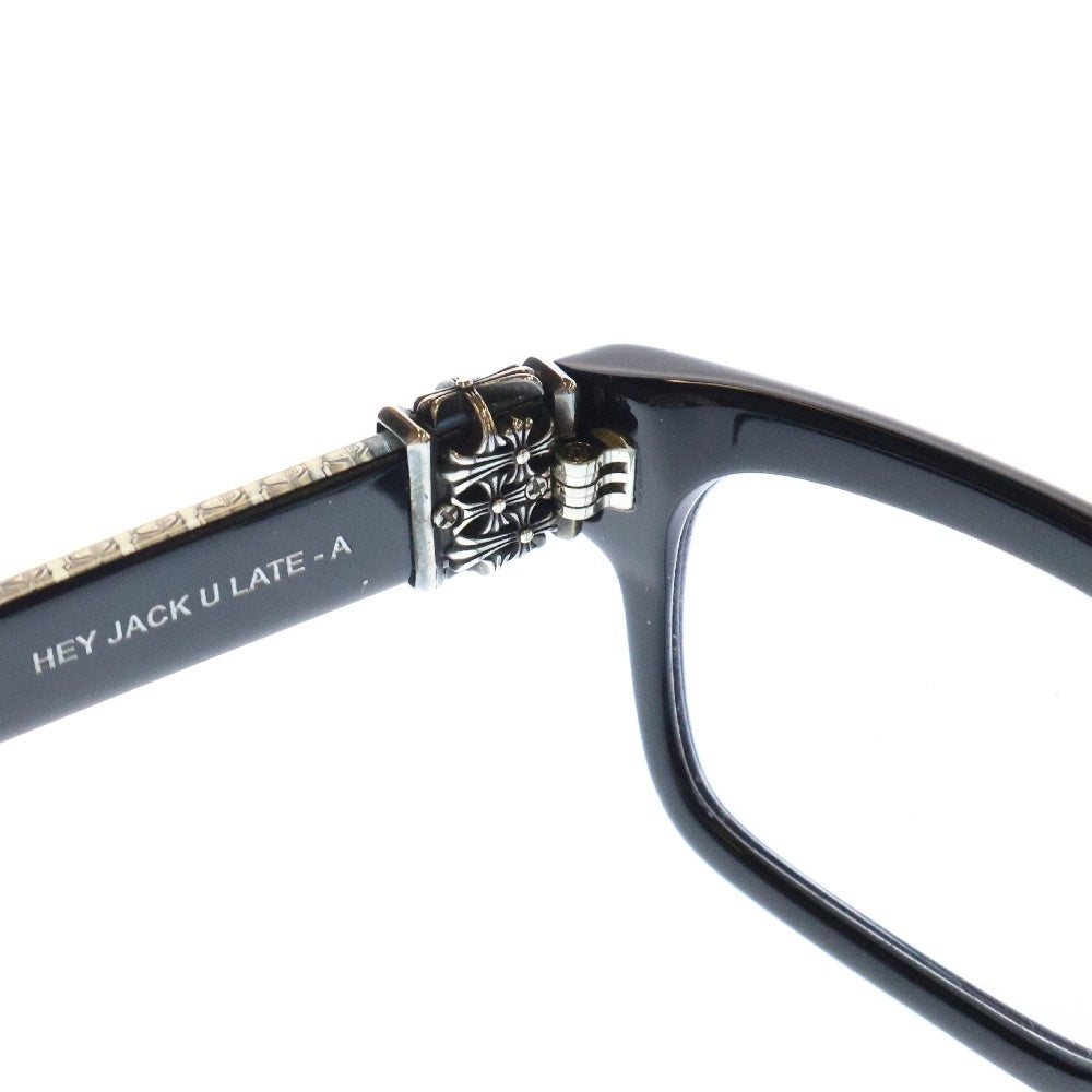 CHROME HEARTS(クロムハーツ) HEY JACK U LATE-A セメタリークロス装飾テンプル ウェリントンサングラス アイウェア 眼鏡 ブラック/シルバー