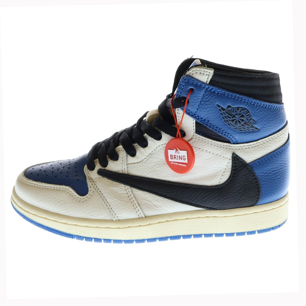 NIKE(ナイキ) ×TRAVIS SCOTT ×FRAGMENT AIR JORDAN 1 RETRO HIGH OG SP MILITARY BLUE DH3227-105 ハイカットスニーカー ブルー/ホワイト/ブラック US6/24cm