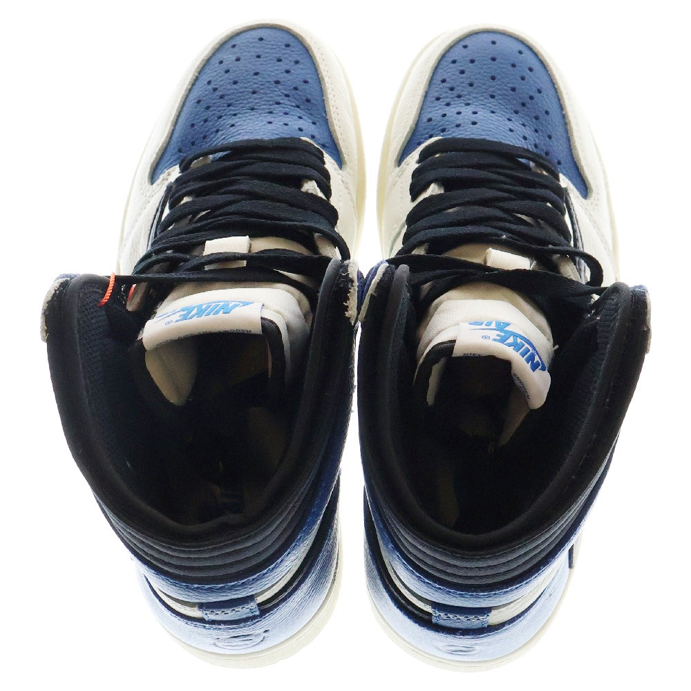 NIKE(ナイキ) ×TRAVIS SCOTT ×FRAGMENT AIR JORDAN 1 RETRO HIGH OG SP MILITARY BLUE DH3227-105 ハイカットスニーカー ブルー/ホワイト/ブラック US6/24cm