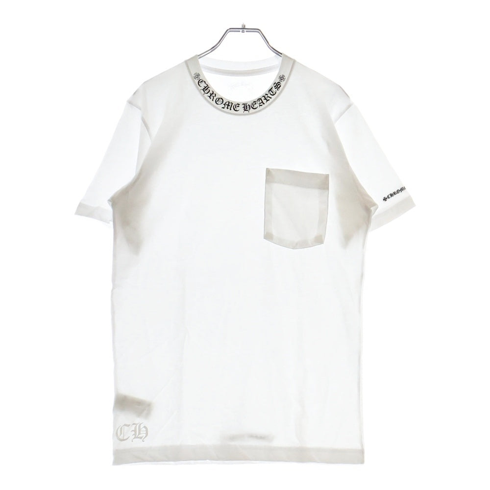 CHROME HEARTS(クロムハーツ) CH T-SHRT 1 ネックロゴプリント クルーネック半袖Tシャツ ホワイト