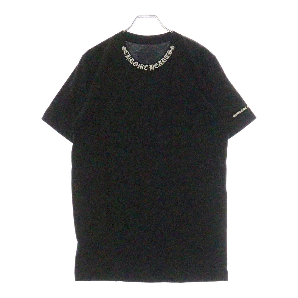 CHROME HEARTS(クロムハーツ) CH T-SHRT 1 ネックロゴプリント クルーネック半袖Tシャツ ブラック