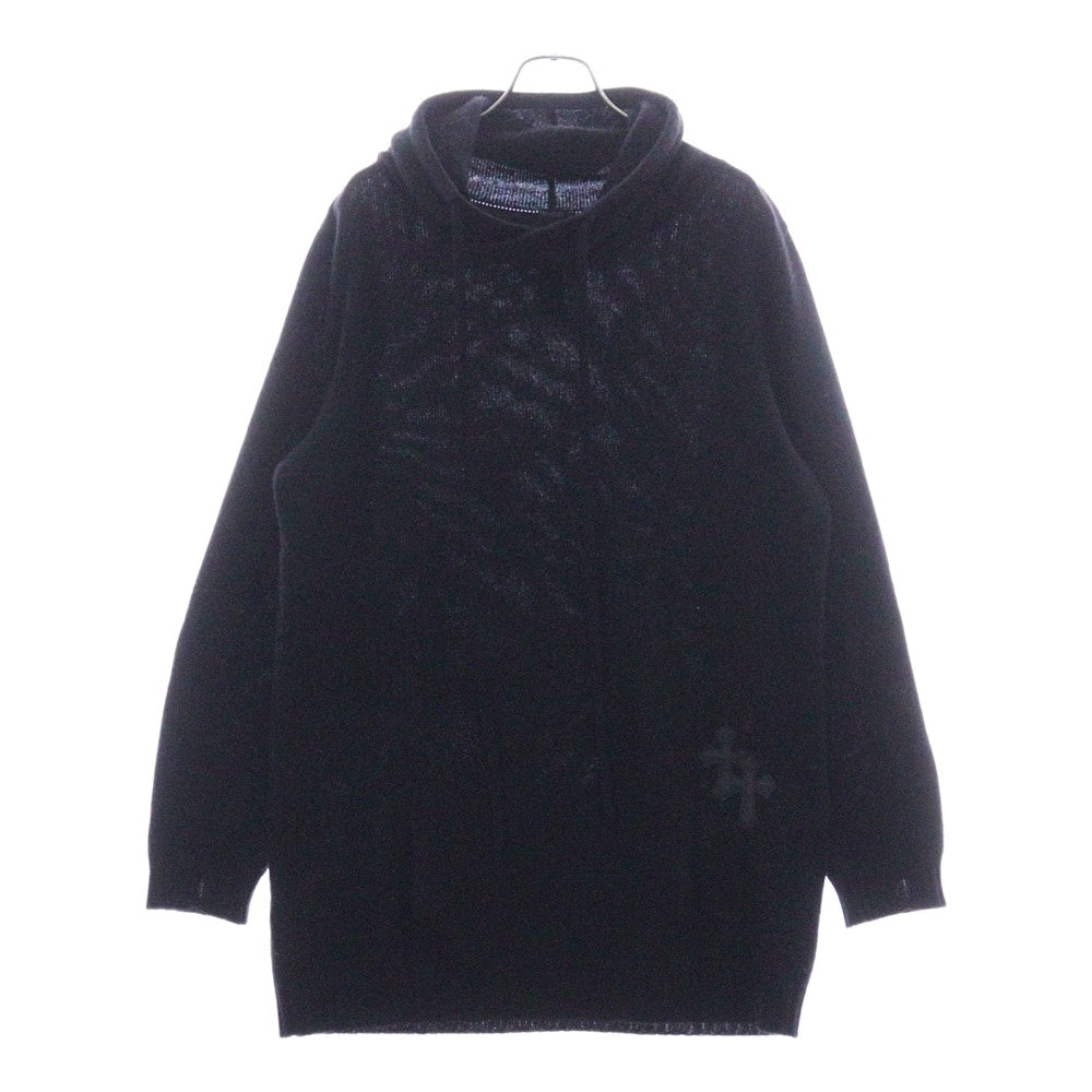 CHROME HEARTS(クロムハーツ) Y NOTカシミヤ クロスパッチ ロングパーカー ブラック