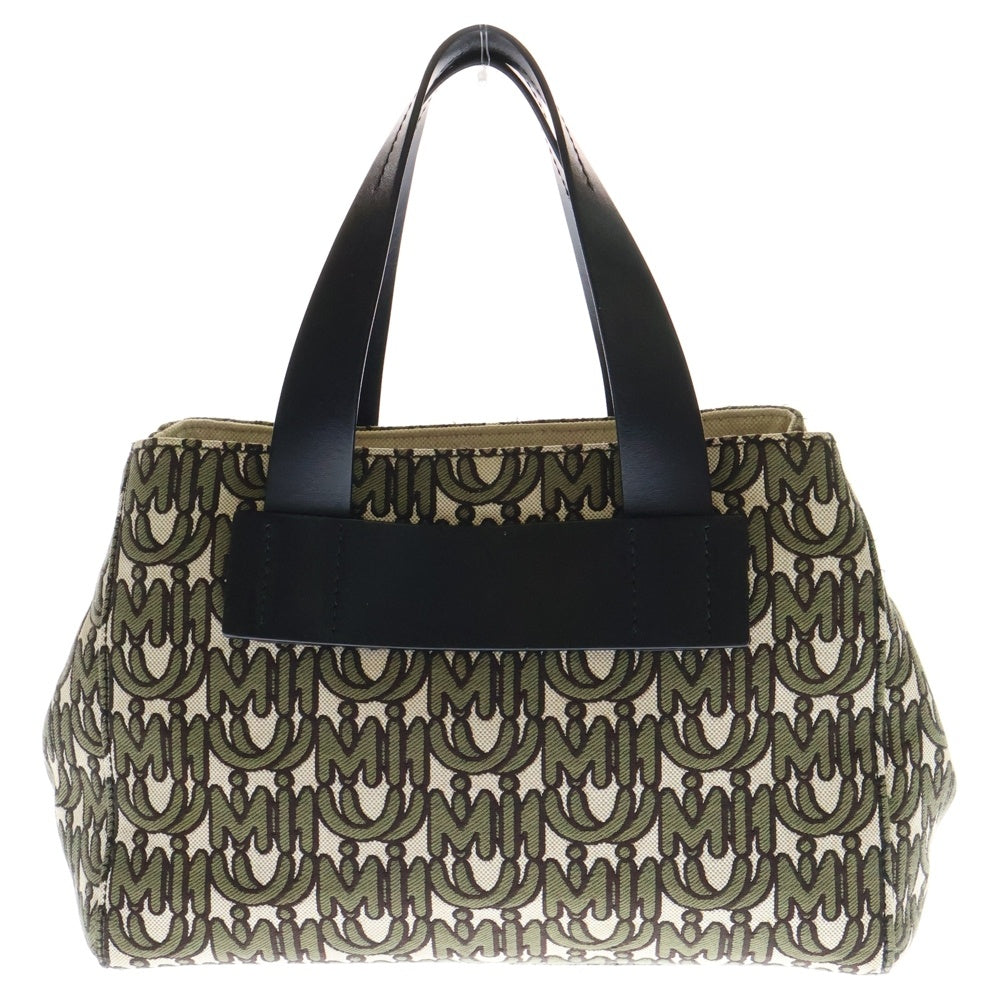miumiu(ミュウミュウ) ジャガード キャンバス トートバッグ ハンドバッグ カーキ 5BA085