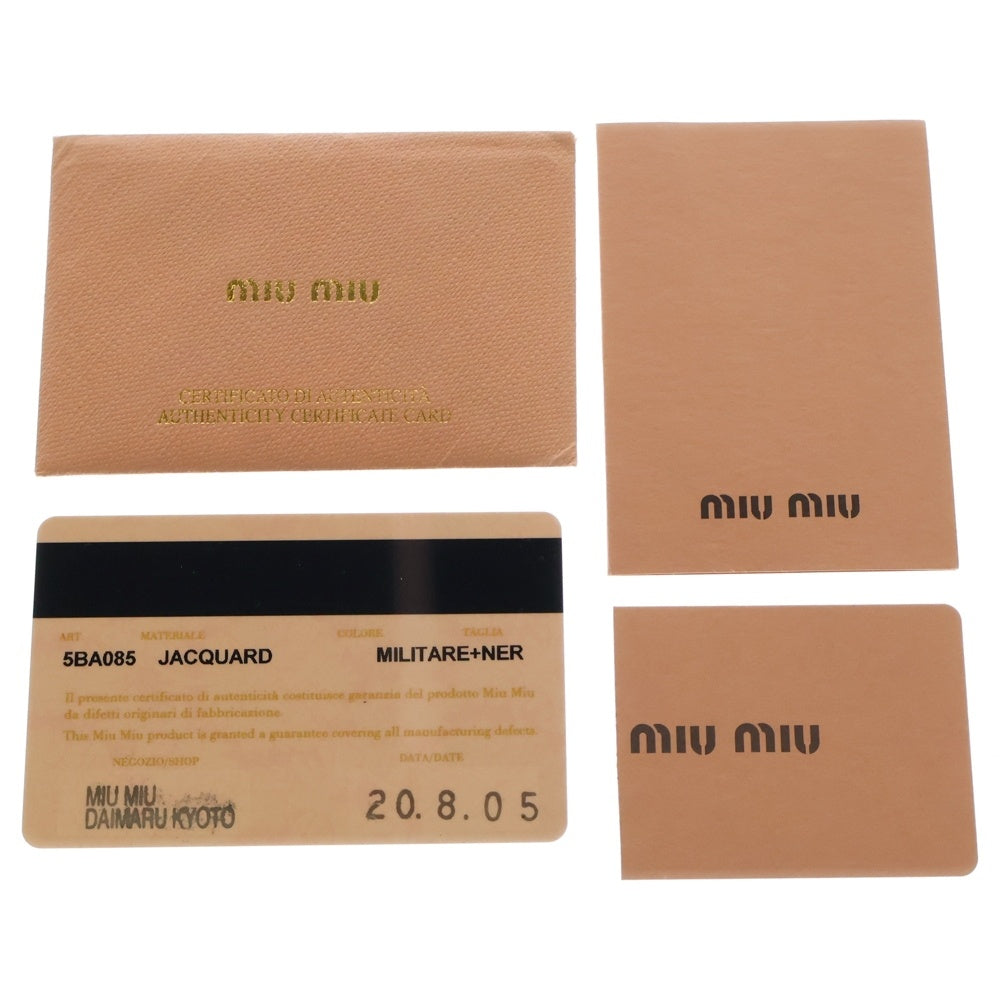 miumiu(ミュウミュウ) ジャガード キャンバス トートバッグ ハンドバッグ カーキ 5BA085