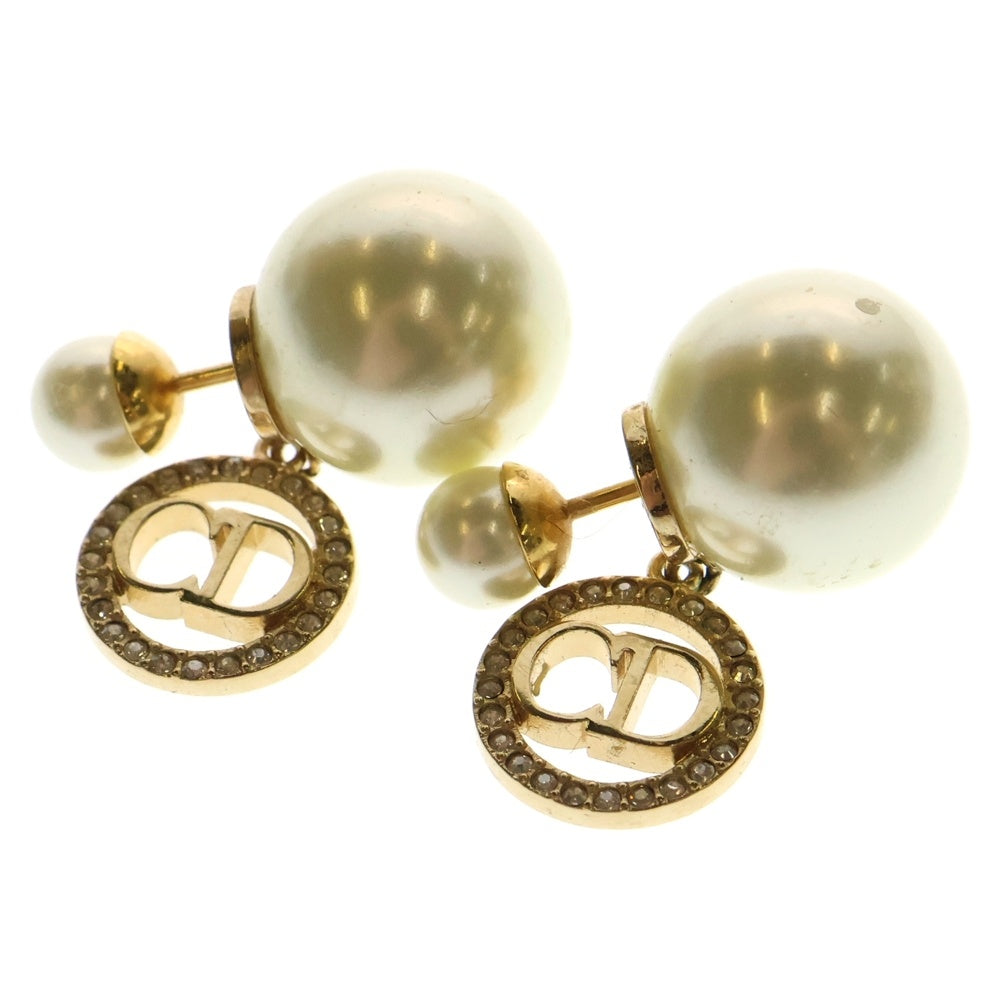 Christian Dior(クリスチャンディオール) Tribales CDロゴ ラインストーン パール ピアス ゴールド