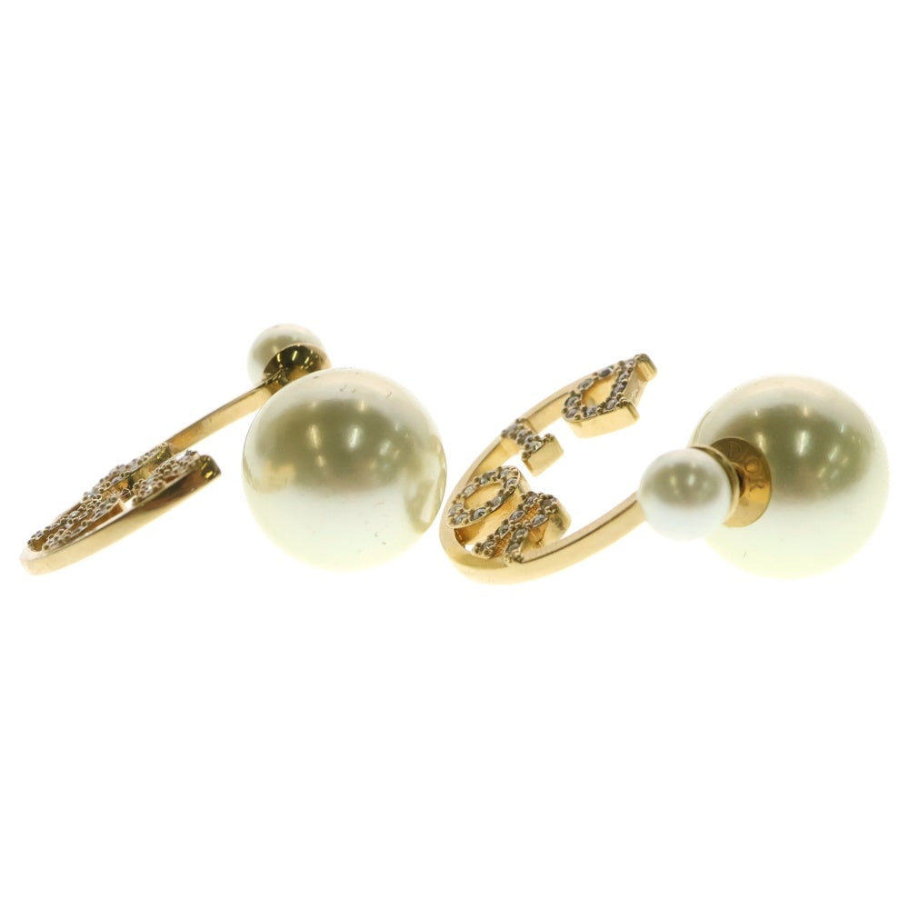Christian Dior(クリスチャンディオール) ブランドロゴ フープ パール ピアス ゴールド