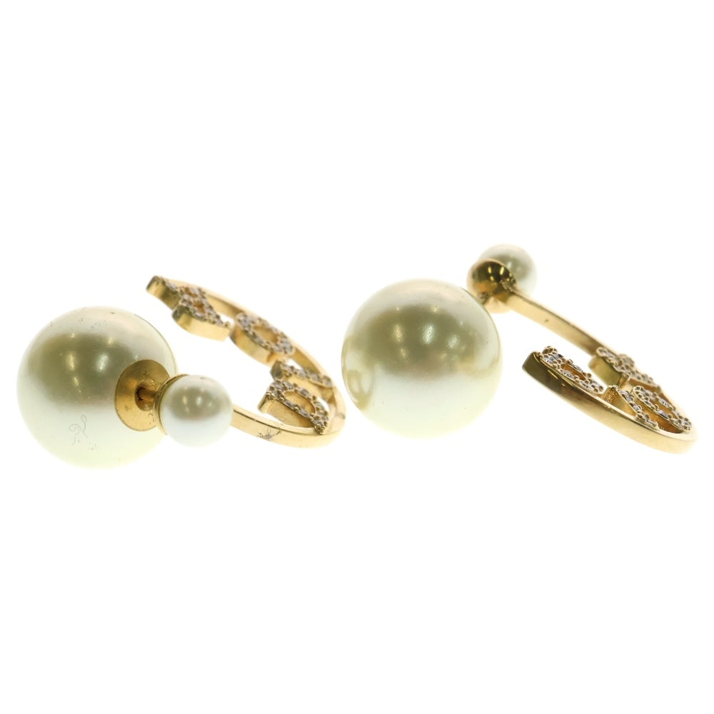 Christian Dior(クリスチャンディオール) ブランドロゴ フープ パール ピアス ゴールド