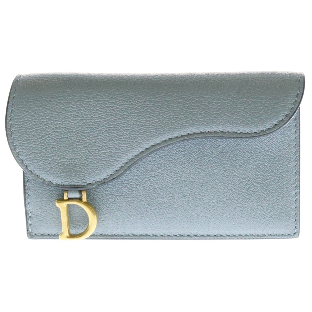 Christian Dior(クリスチャンディオール) Saddle Cosmos レザー ジップカードホルダー コインケース カードケース ブルー