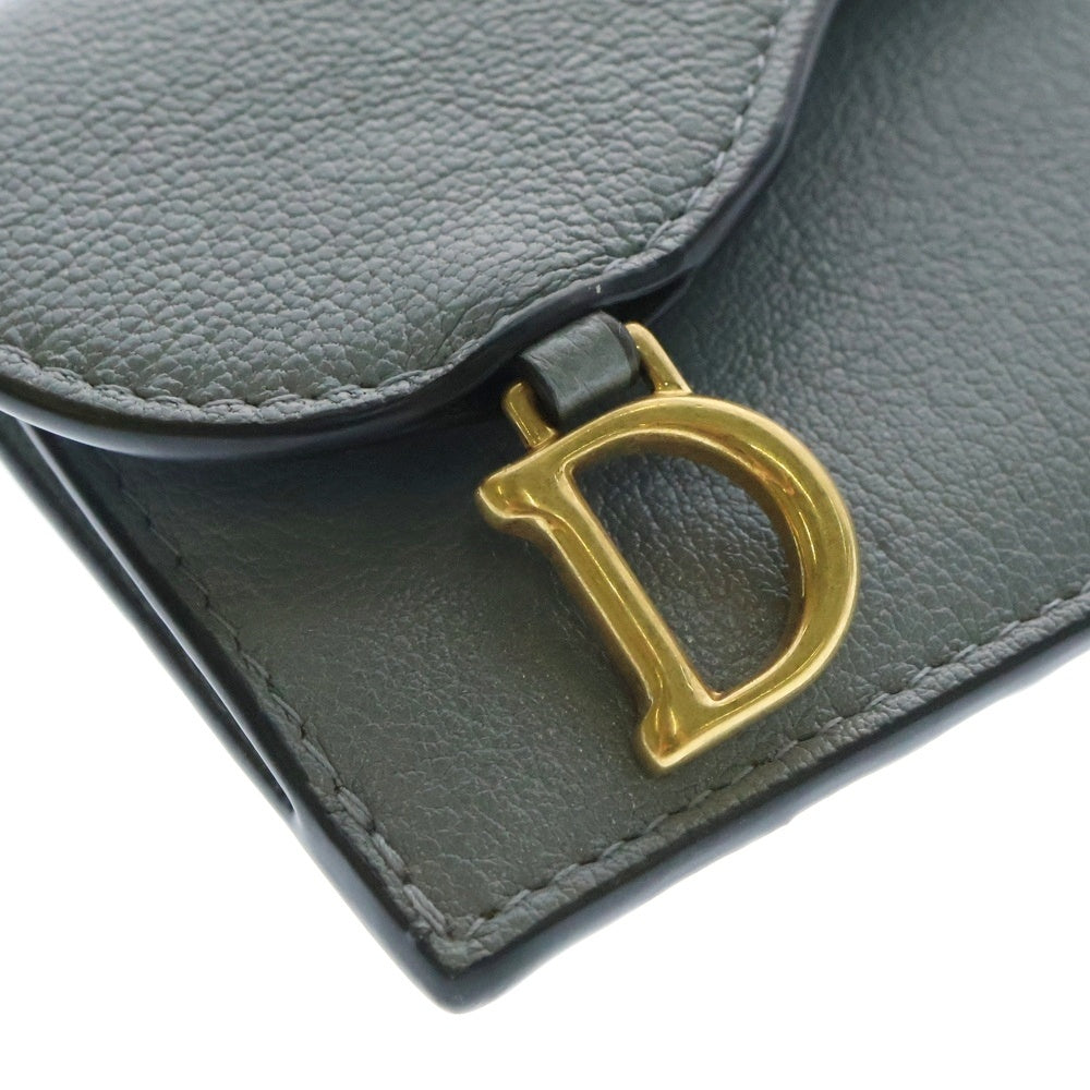 Christian Dior(クリスチャンディオール) Saddle Cosmos レザー ジップカードホルダー コインケース カードケース ブルー