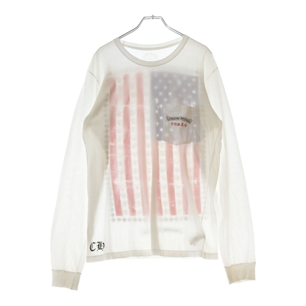 CHROME HEARTS(クロムハーツ) American Flag Tee アメリカンフラッグ 星条旗 長袖Tシャツ カットソー ロンT ホワイト