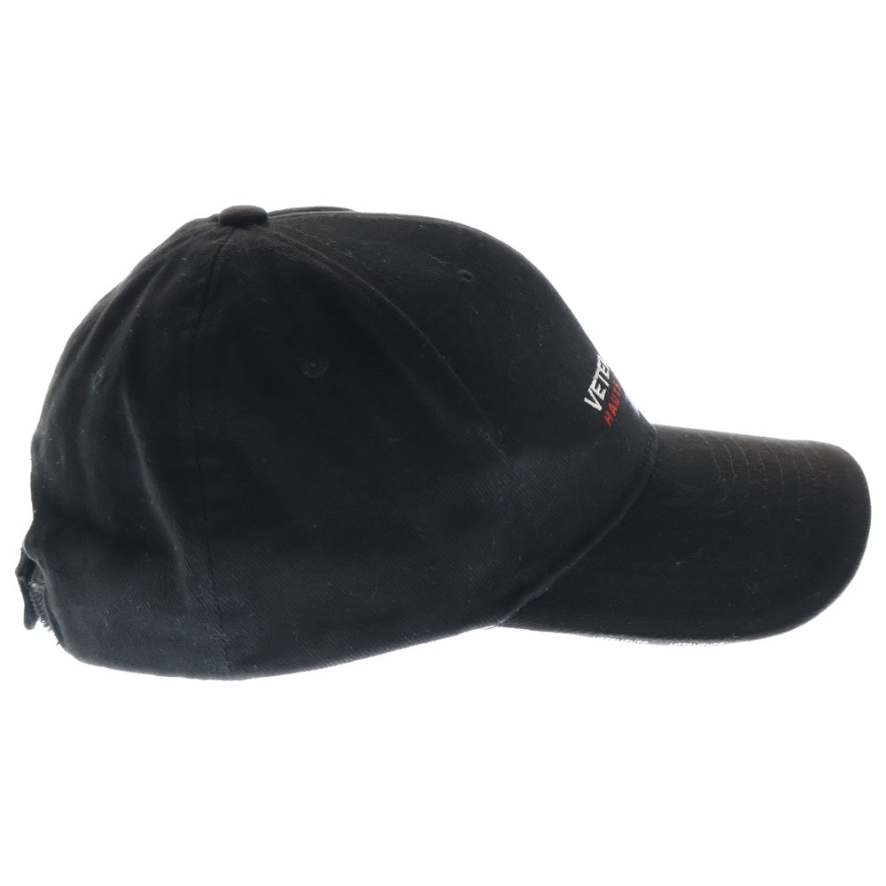 VETEMENTS(ヴェトモン) 18SS HAUTE COUTURE CAP オートクチュールキャップ ベースボールキャップ 帽子 刺繍ロゴキャップ ブラック WSS18AC16