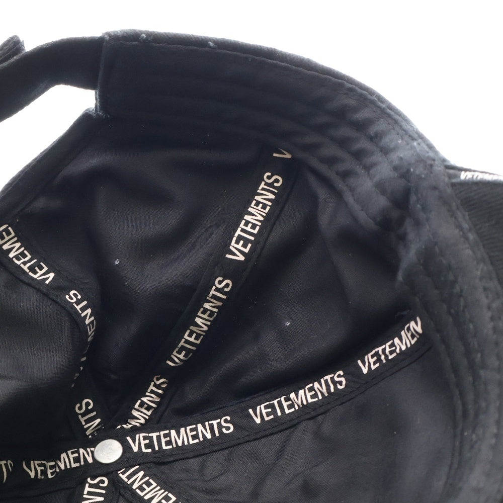 VETEMENTS(ヴェトモン) 18SS HAUTE COUTURE CAP オートクチュールキャップ ベースボールキャップ 帽子 刺繍ロゴキャップ ブラック WSS18AC16