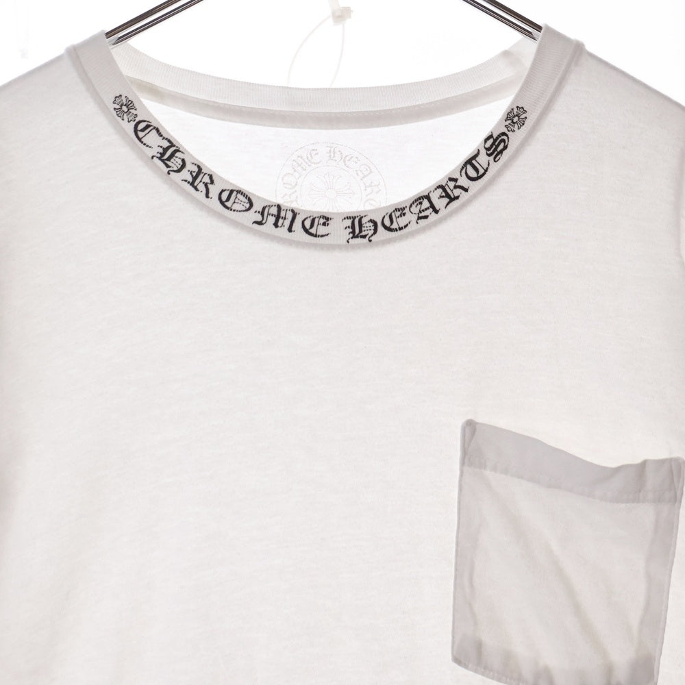 CHROME HEARTS(クロムハーツ) NECK LOGO TEE ネックロゴプリント クルーネック 半袖Tシャツ カットソー ホワイト