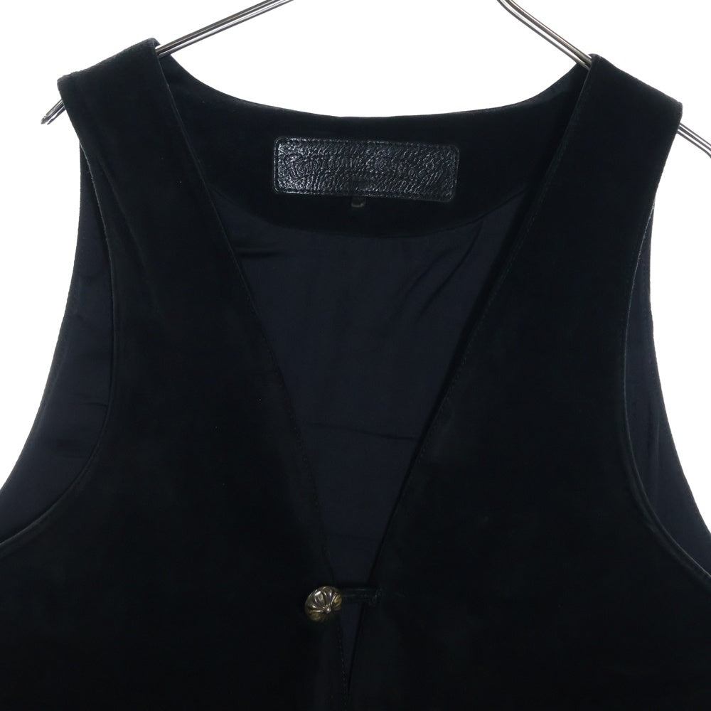 CHROME HEARTS(クロムハーツ) CLASSC 2B クラシック クロスボールボタン スウェードベスト ブラック/シルバー