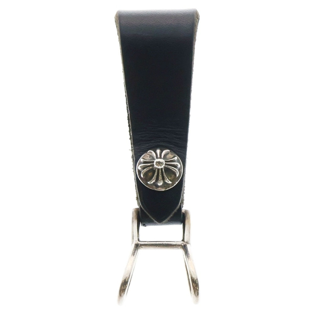CHROME HEARTS(クロムハーツ) BELT LOOP クロスボールボタンレザーベルトループ シルバー/ブラック BCA397