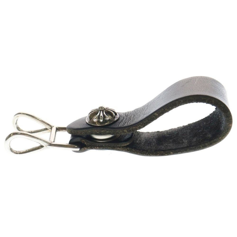 CHROME HEARTS(クロムハーツ) BELT LOOP クロスボールボタンレザーベルトループ シルバー/ブラック BCA397