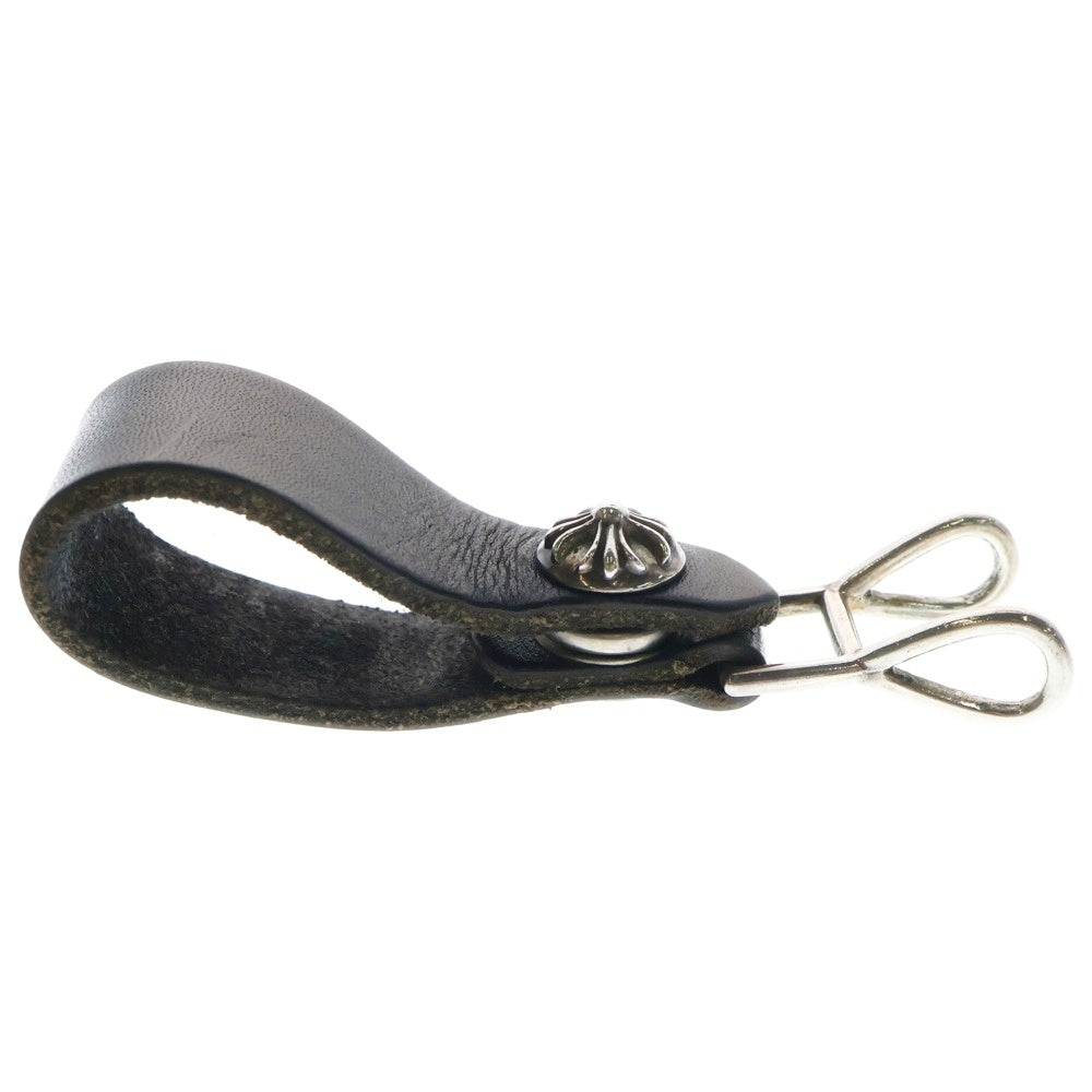 CHROME HEARTS(クロムハーツ) BELT LOOP クロスボールボタンレザーベルトループ シルバー/ブラック BCA397