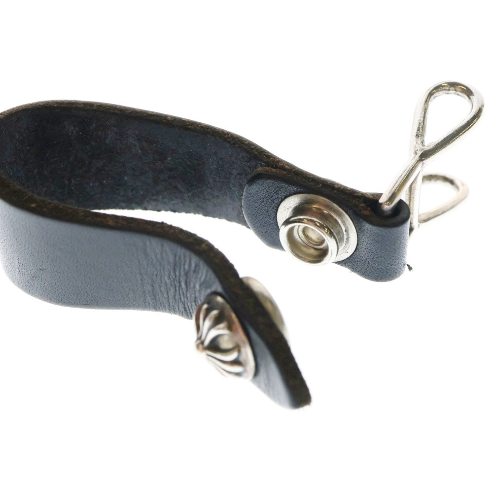 CHROME HEARTS(クロムハーツ) BELT LOOP クロスボールボタンレザーベルトループ シルバー/ブラック BCA397