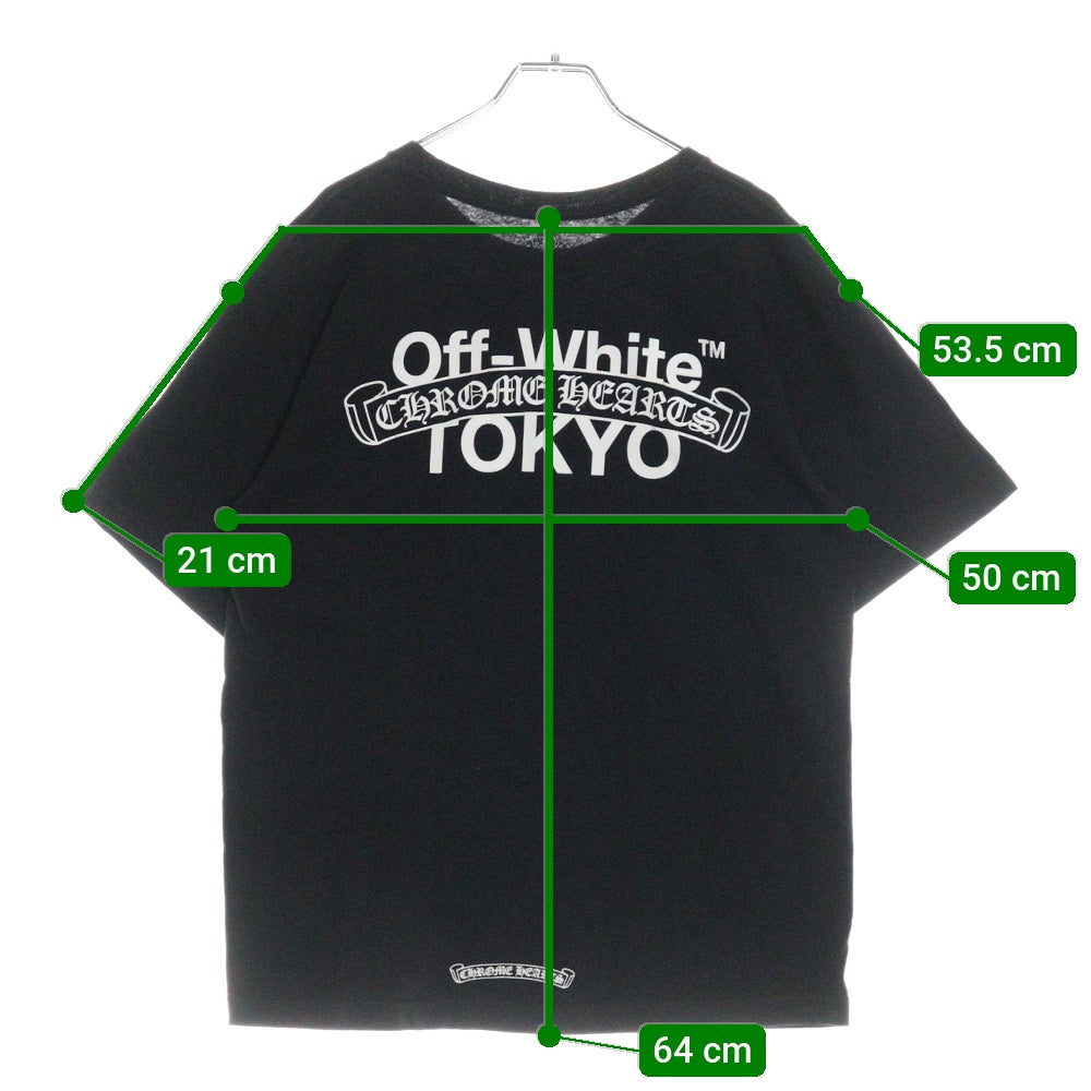 CHROME HEARTS(クロムハーツ) ×OFF-WHITE Tokyo Off White Tee オフホワイト 東京限定半袖Tシャツ バックスクロールラベルプリント ブラック