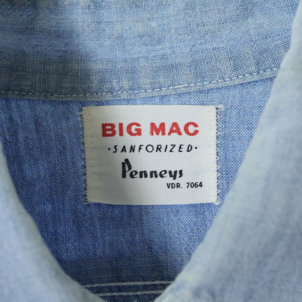 BIGMAC(ビッグマック) フロントポケット ワークシャツ 長袖シャツ ブルー