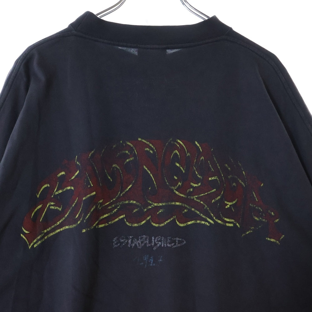 BALENCIAGA(バレンシアガ) OFF SHORE フロントロゴプリント 半袖 オーバーサイズTシャツ ブラック