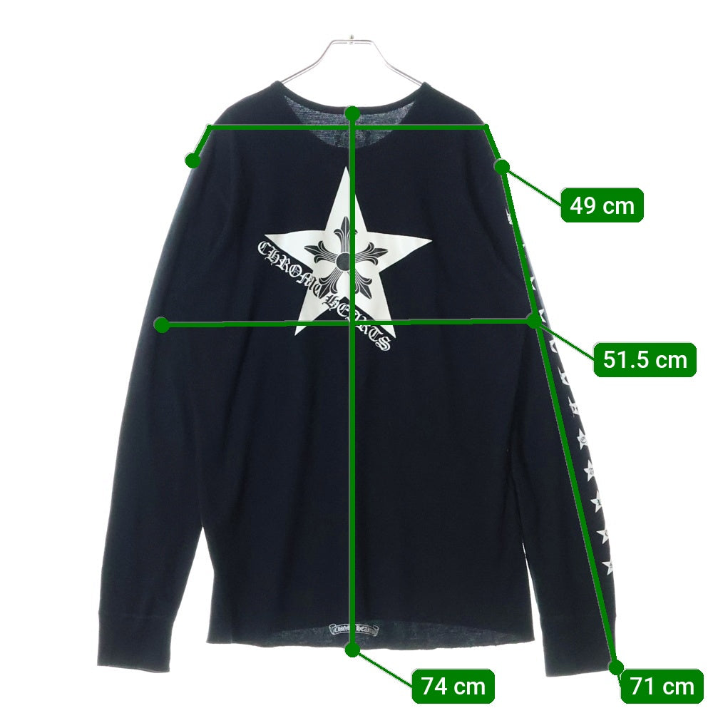 CHROME HEARTS(クロムハーツ) STAR L/S TEE スターロゴ プリント 長袖Tシャツ ブラック