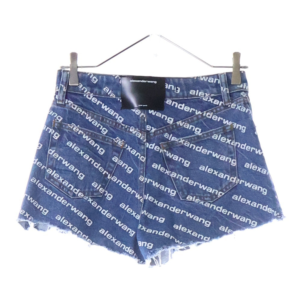 ALEXANDER WANG(アレキサンダーワン) ロゴ 総柄 デニムショートパンツ インディゴ レディース
