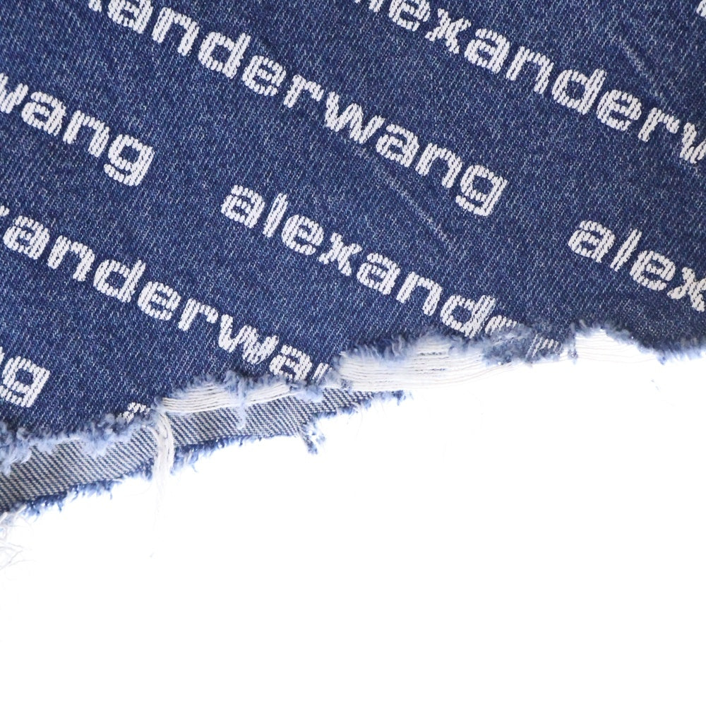 ALEXANDER WANG(アレキサンダーワン) ロゴ 総柄 デニムショートパンツ インディゴ レディース