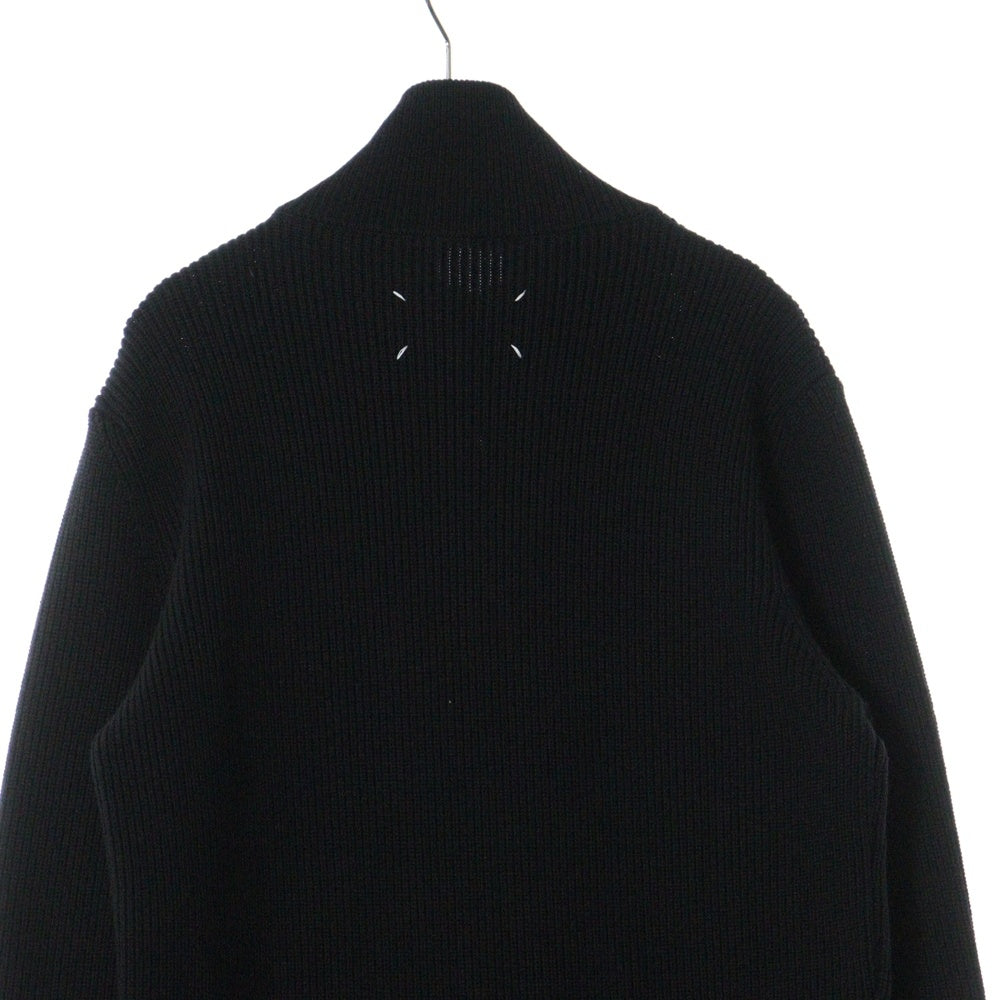 Maison Margiela(メゾンマルジェラ) 23AW COTTON WOOL DRIVERS KNIT コットンウール 7ゲージ ドライバーズニット ジップアップ ブラック SI1HA0013 S17781