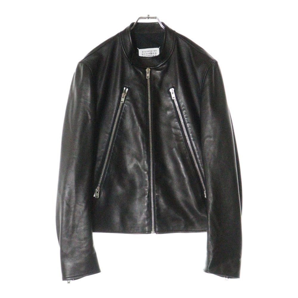 Maison Margiela(メゾンマルジェラ) 22SS 5-ZIP LEATHER JACKET 八の字 ラムレザー シングルライダース ジャケット ハの字 ブラック S50AM0489 SY1460