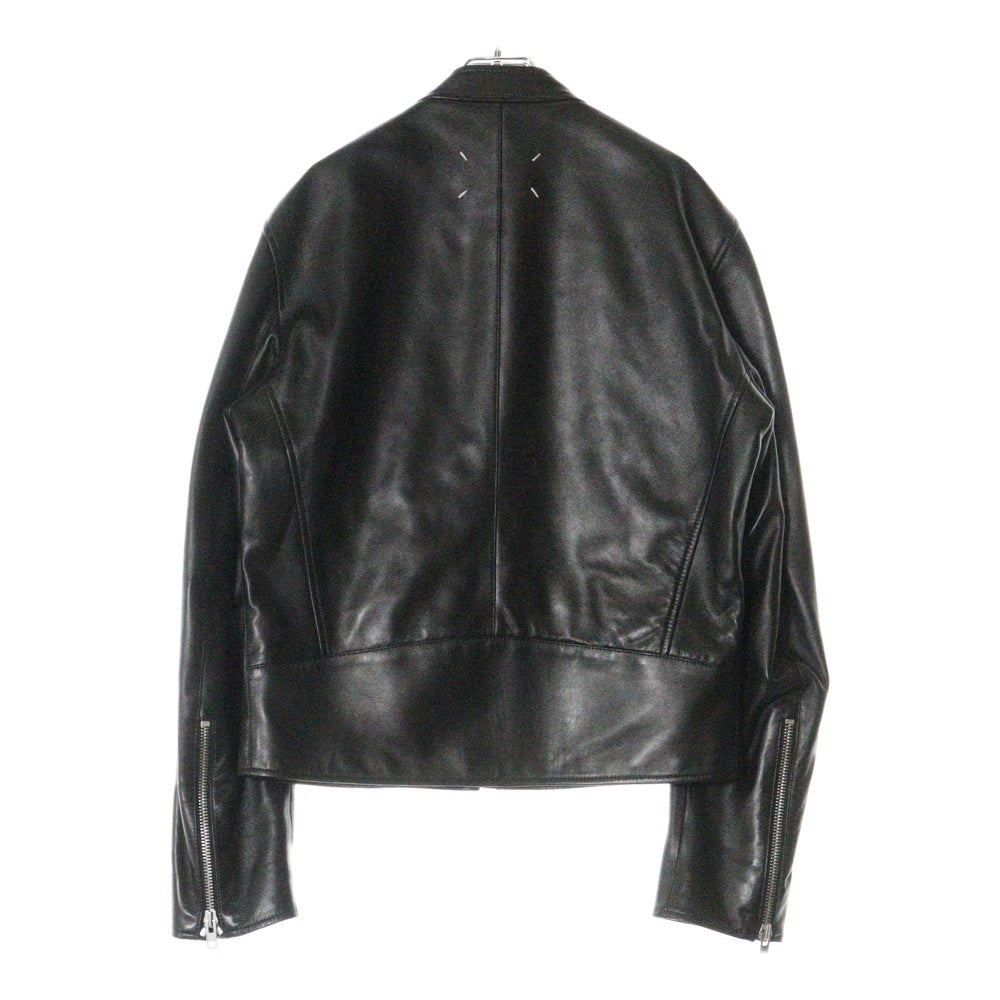Maison Margiela(メゾンマルジェラ) 22SS 5-ZIP LEATHER JACKET 八の字 ラムレザー シングルライダース ジャケット ハの字 ブラック S50AM0489 SY1460
