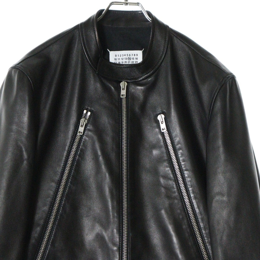 Maison Margiela(メゾンマルジェラ) 22SS 5-ZIP LEATHER JACKET 八の字 ラムレザー シングルライダース ジャケット ハの字 ブラック S50AM0489 SY1460