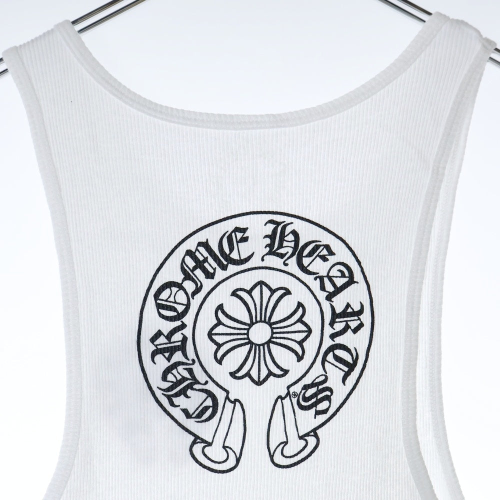 CHROME HEARTS(クロムハーツ) HORSESHOE RIB TANKTOP バックホースシュープリントタンクトップ ノースリーブ ホワイト