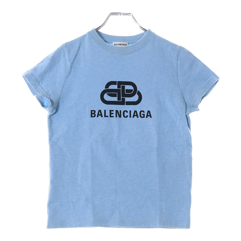 BALENCIAGA(バレンシアガ) 19SS フロントロゴ プリント 半袖 Tシャツ カットソー ブルー レディース 578133 TGV75