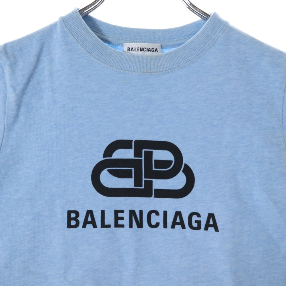 BALENCIAGA(バレンシアガ) 19SS フロントロゴ プリント 半袖 Tシャツ カットソー ブルー レディース 578133 TGV75