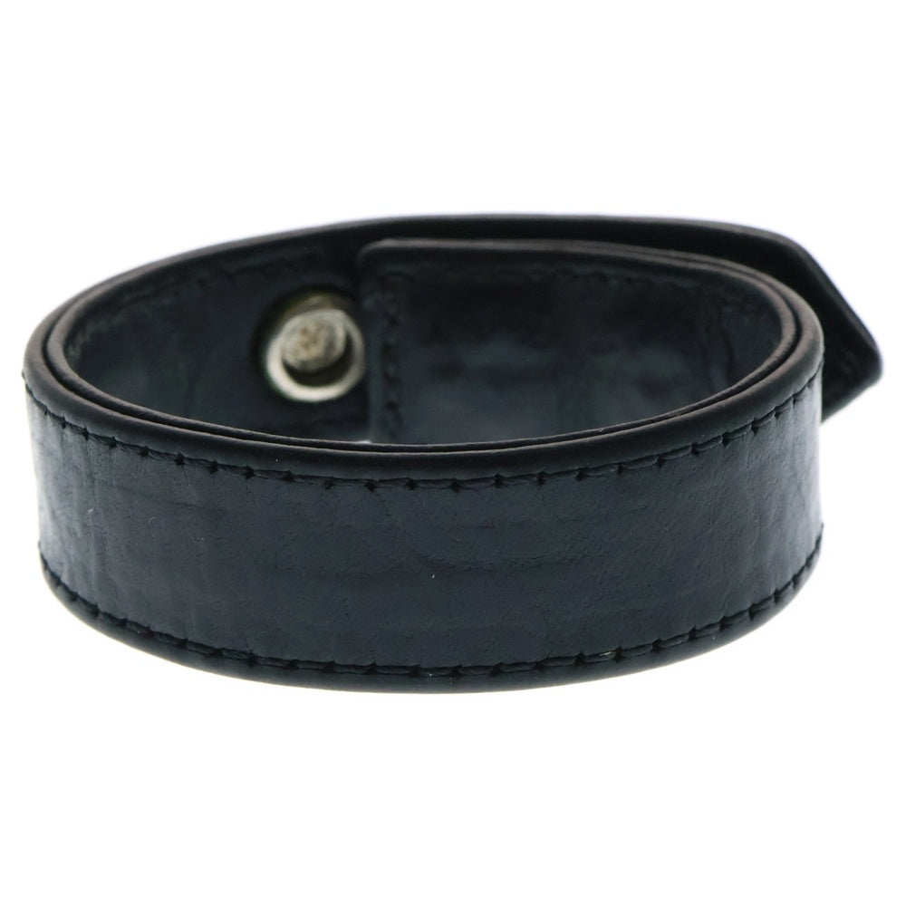 CHROME HEARTS(クロムハーツ) 3BTN 2SNP クロスボール 3ボタン2スナップ レザーブレスレット ブラック/シルバー BCA123