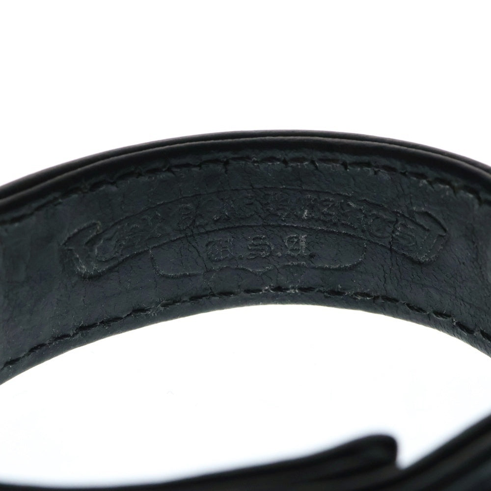 CHROME HEARTS(クロムハーツ) 3BTN 2SNP クロスボール 3ボタン2スナップ レザーブレスレット ブラック/シルバー BCA123