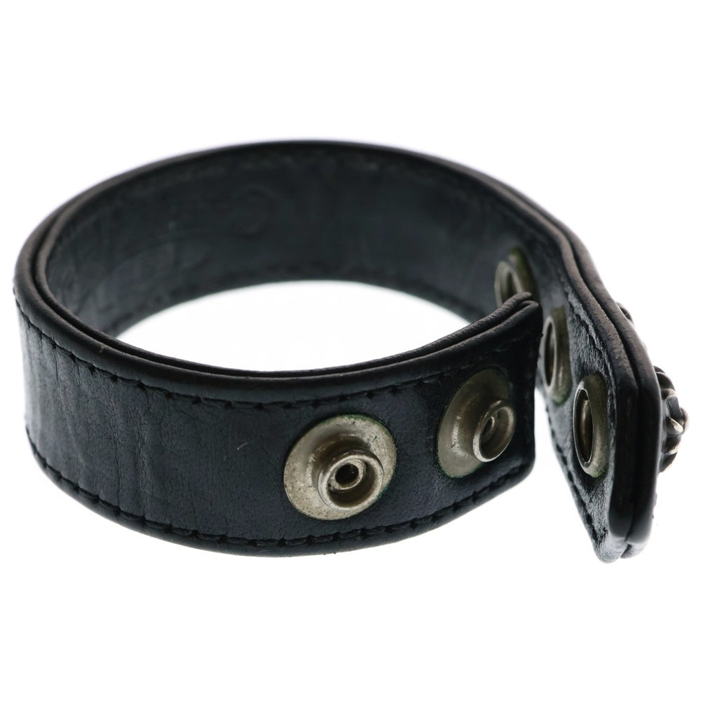 CHROME HEARTS(クロムハーツ) 3BTN 2SNP クロスボール 3ボタン2スナップ レザーブレスレット ブラック/シルバー BCA123