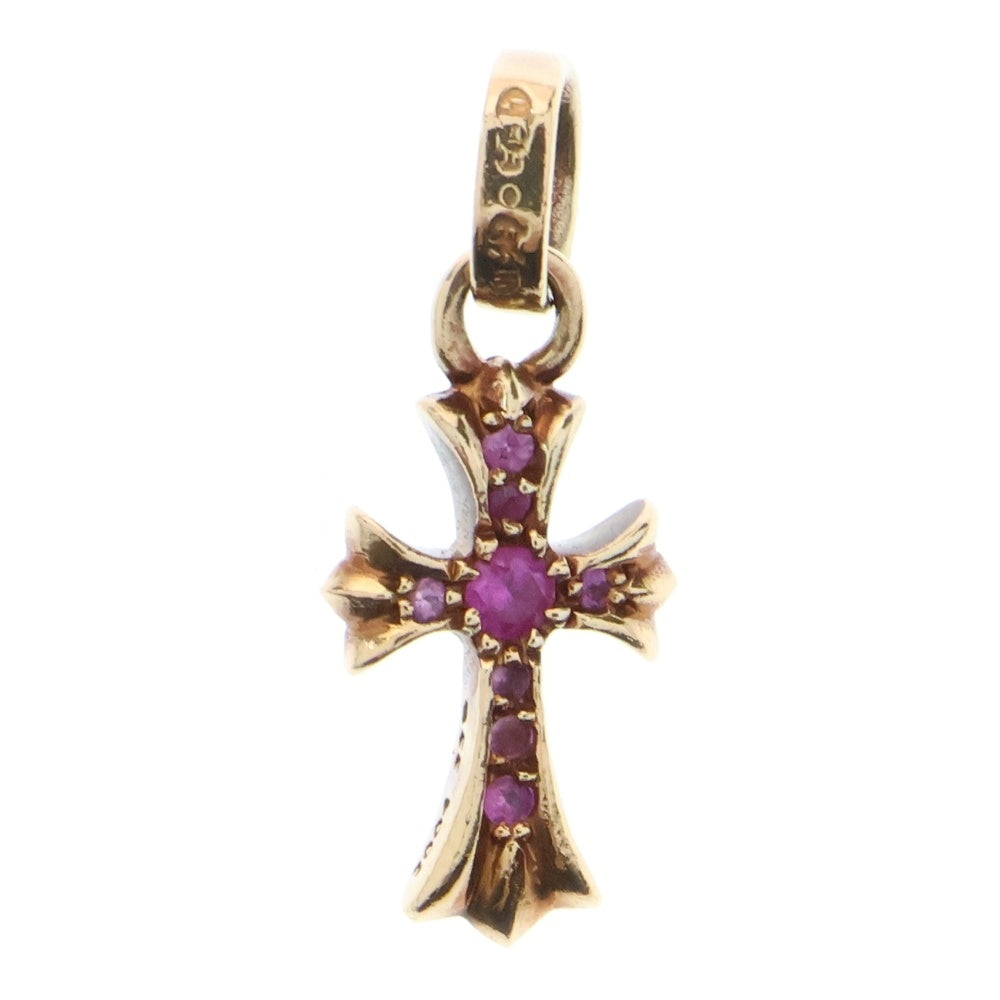 CHROME HEARTS(クロムハーツ) 22K CRS BBYFAT P SAP P ベイビーファット PAVEピンクサファイア チャーム ネックレストップ ゴールド
