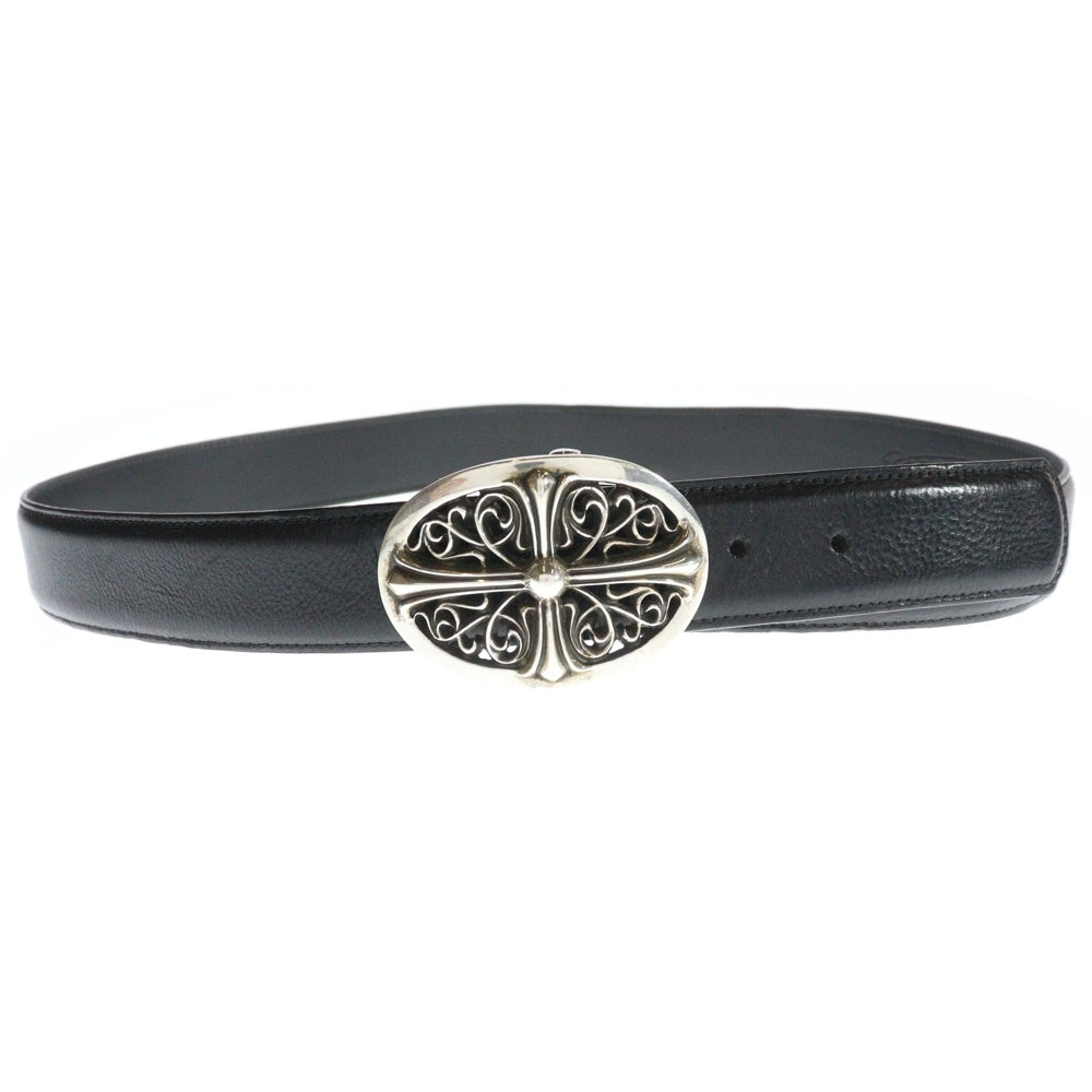 CHROME HEARTS(クロムハーツ) OVAL CROSS STRAP1.5クラシックオーバルクロスバックル レザーベルト シルバー