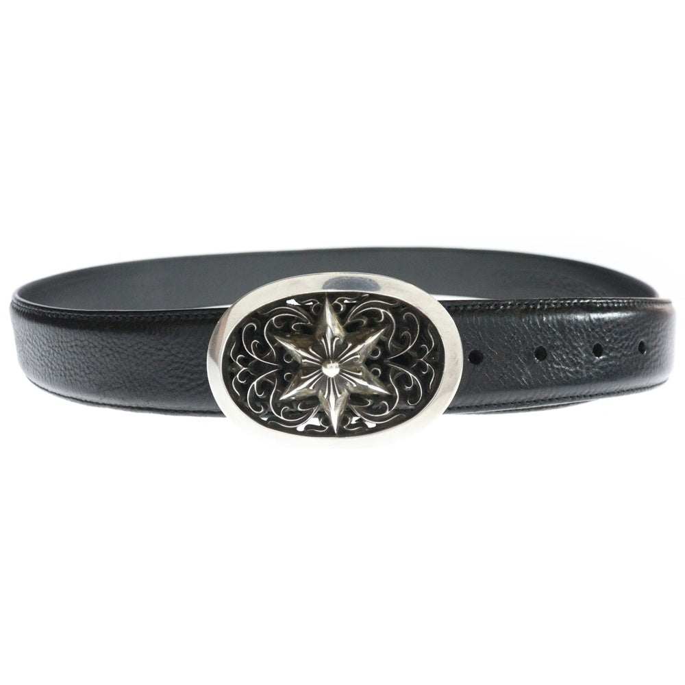 CHROME HEARTS(クロムハーツ) OVAL STAR STRAP1.5クラシックオーバルスターバックル レザーベルト シルバー