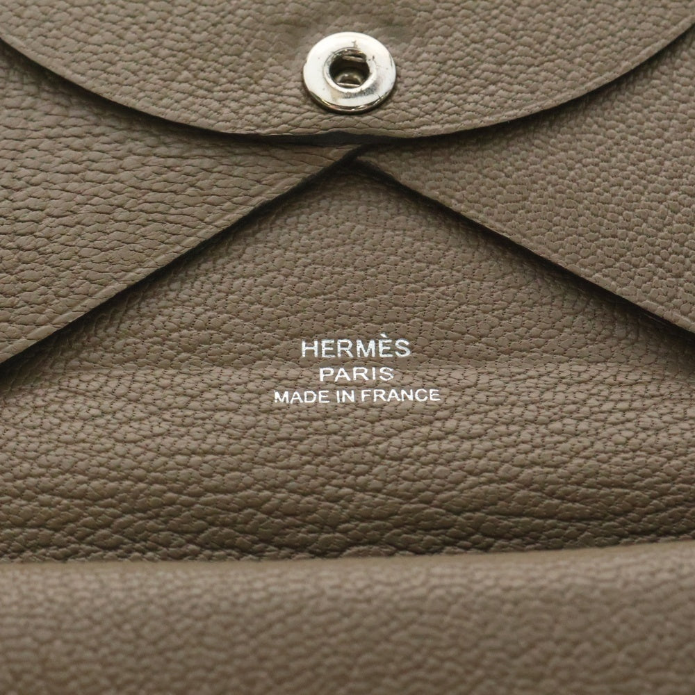 HERMES(エルメス) カルヴィ デュオ レザーカードケース コインケース エプソン U刻印 グレー