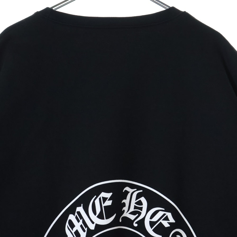 CHROME HEARTS(クロムハーツ) Horseshoe Crewneck Sweatshirt ホースシュープリント 袖フローラル クルーネックスウェットトレーナー ブラック