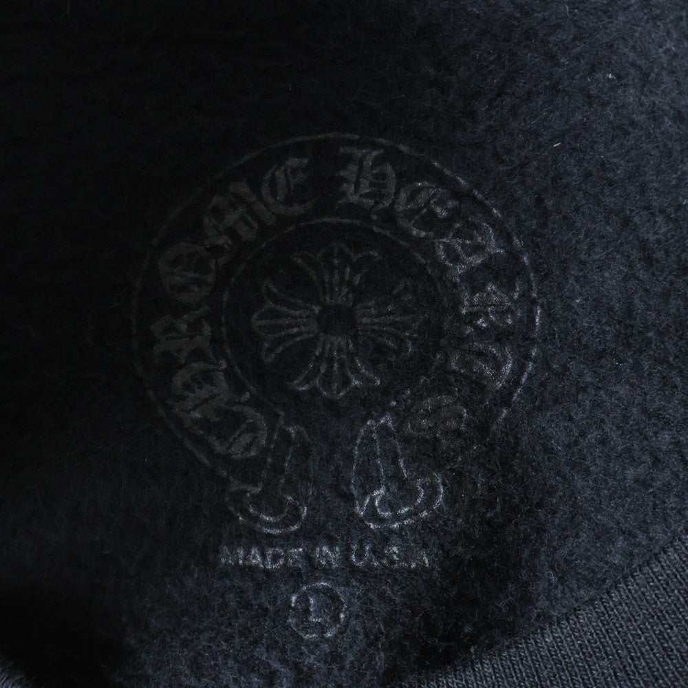 CHROME HEARTS(クロムハーツ) Horseshoe Crewneck Sweatshirt ホースシュープリント 袖フローラル クルーネックスウェットトレーナー ブラック