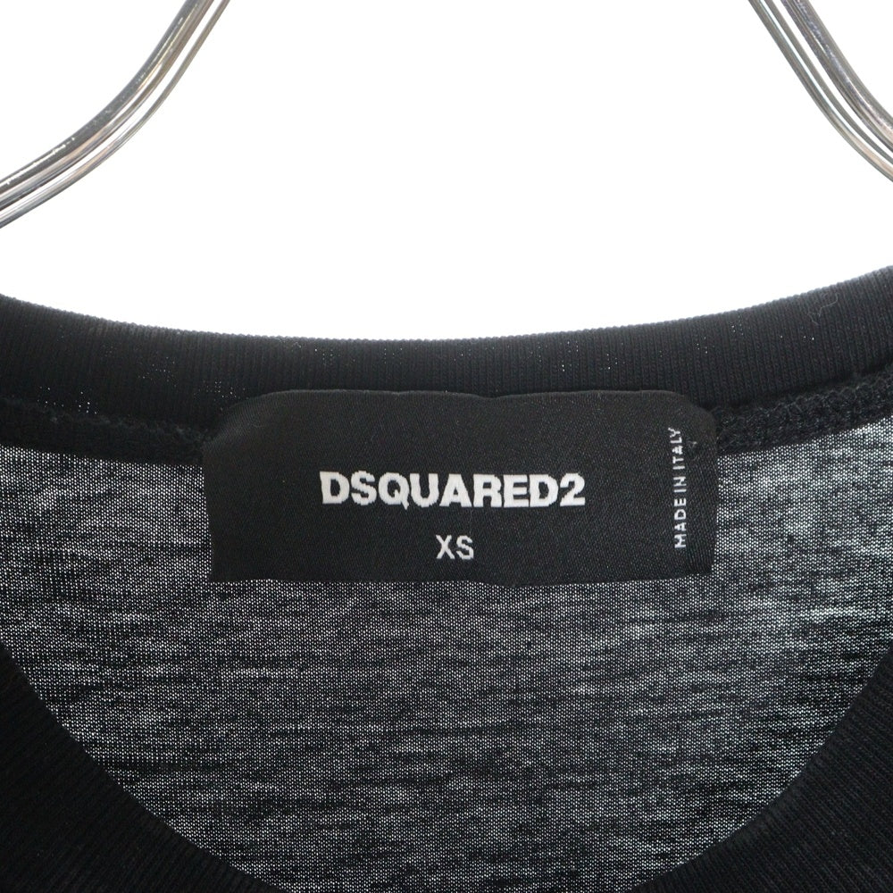 DSQUARED2(ディースクエアード) サーフドッグ チロ ICON フロントプリント 半袖Tシャツ カットソー ブラック