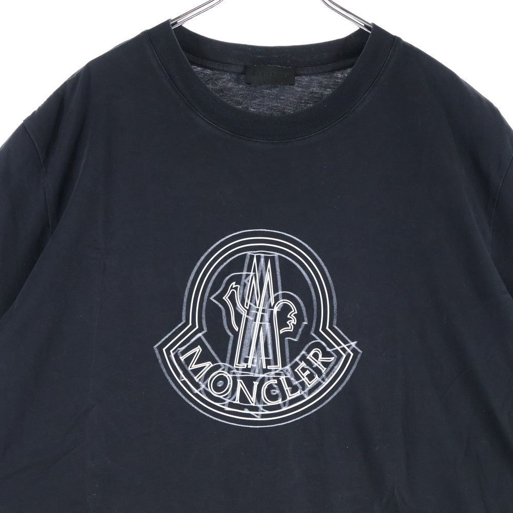 MONCLER(モンクレール) フロントロゴ プリント Tシャツ 半袖カットソー ブラック