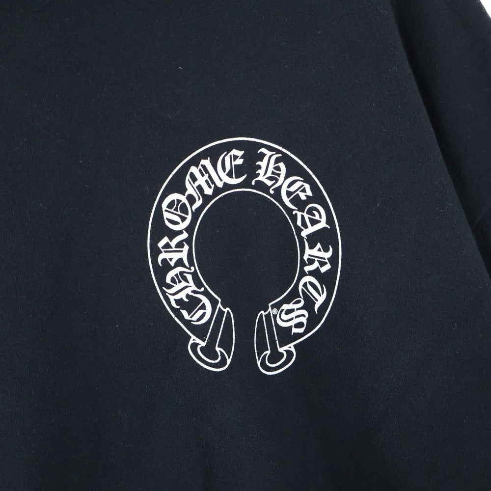 CHROME HEARTS(クロムハーツ) Horseshoe L/S Sweatshirt ホースシュープリント 袖フローラル スウェットトレーナー ブラック